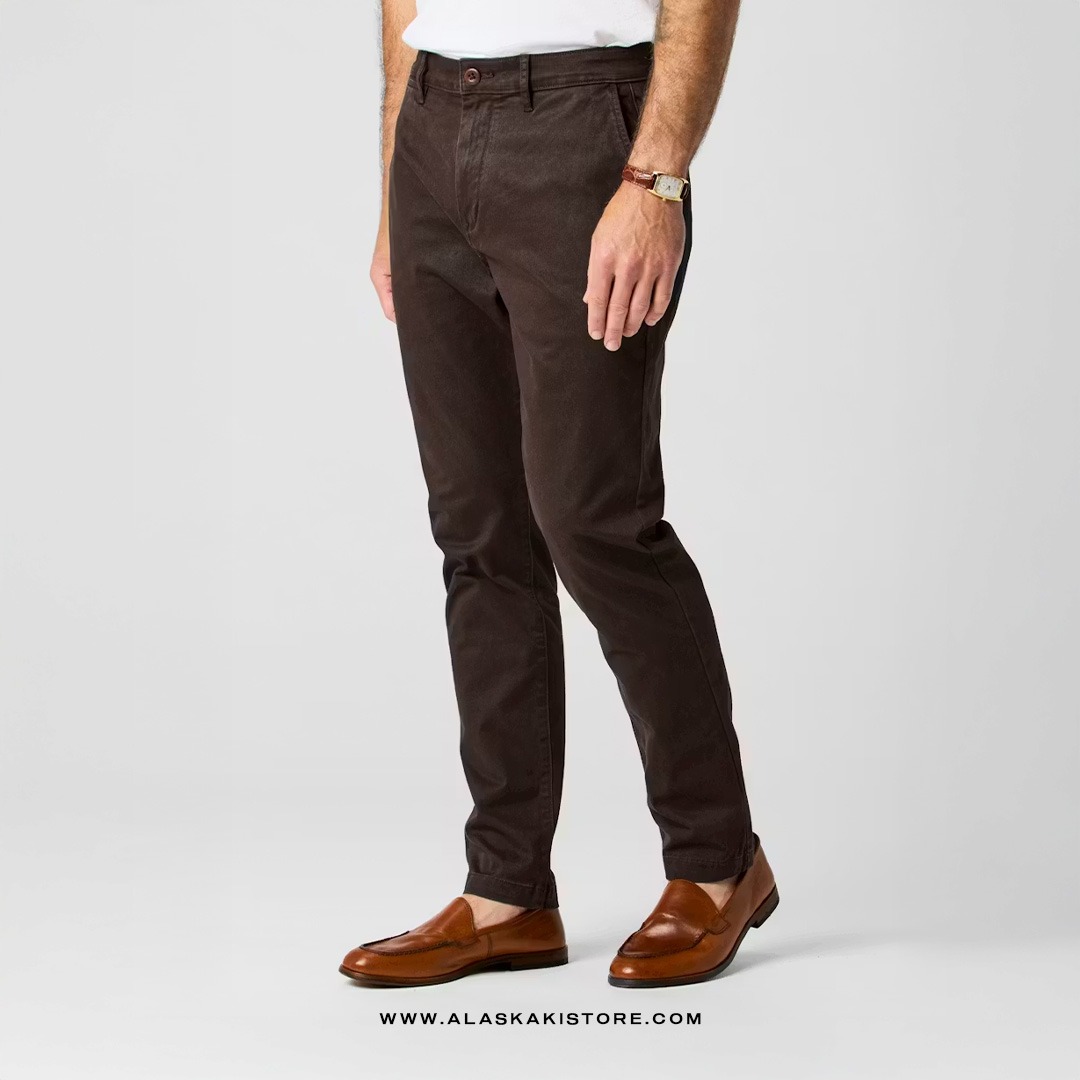 Athletic Tappered Fit Chino Pants Dark Brown FT5030