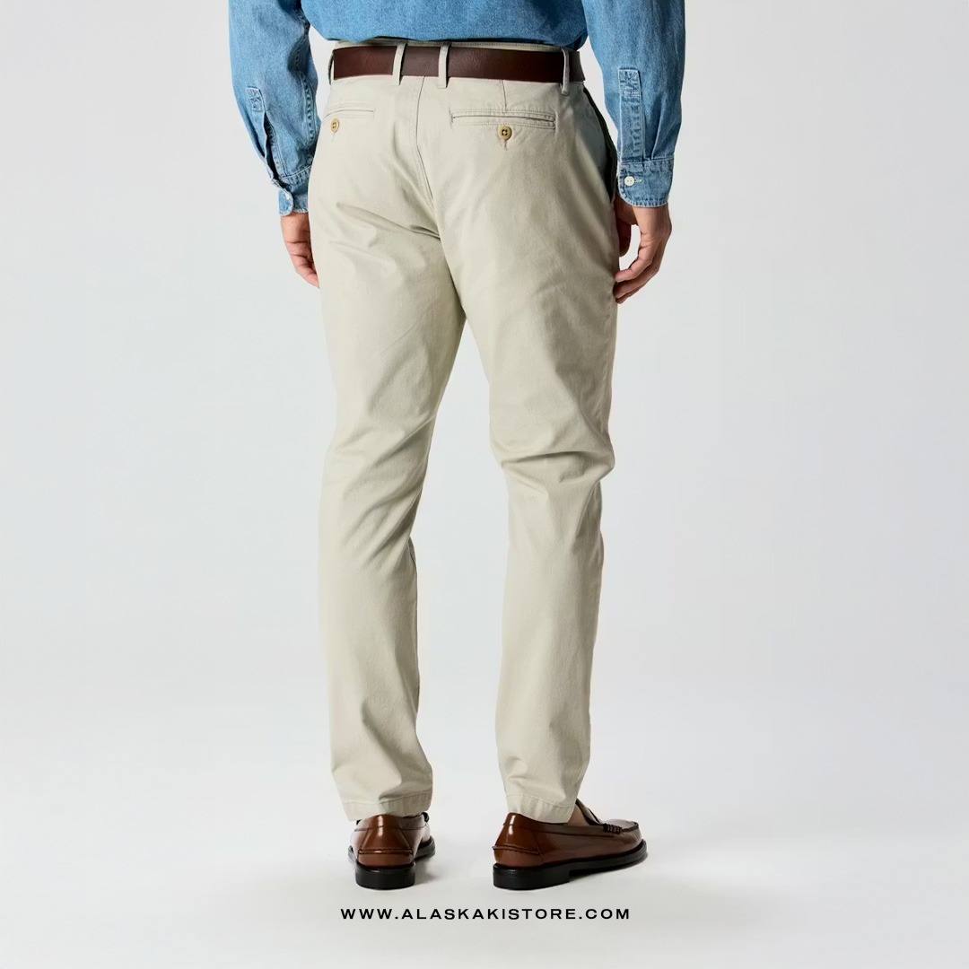 Athletic Tappered Fit Chino Pants Ivory White FT5031