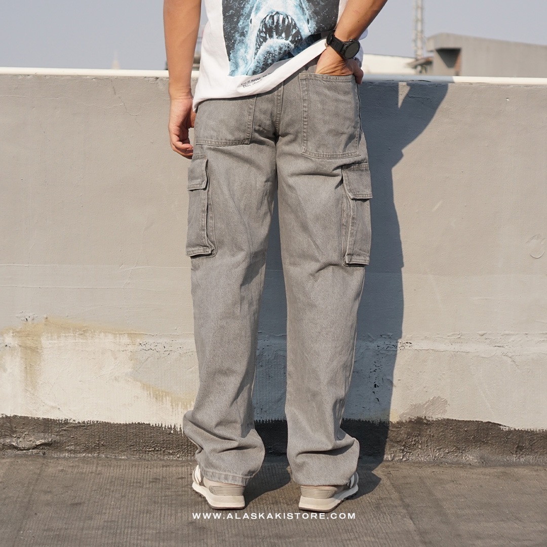 Loose Cargo Pants Light Grey BS5034