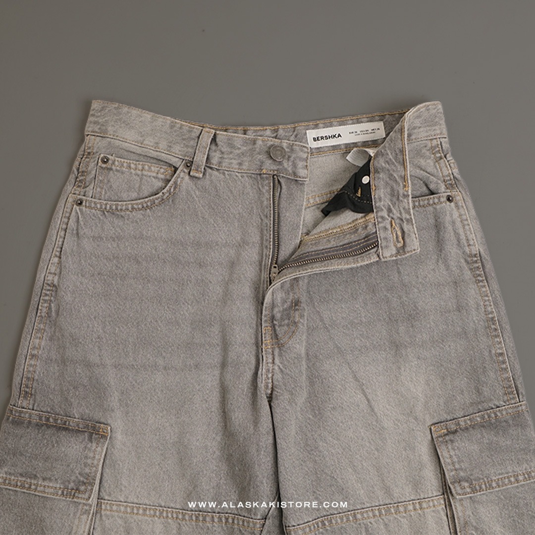 Loose Cargo Pants Light Grey BS5034