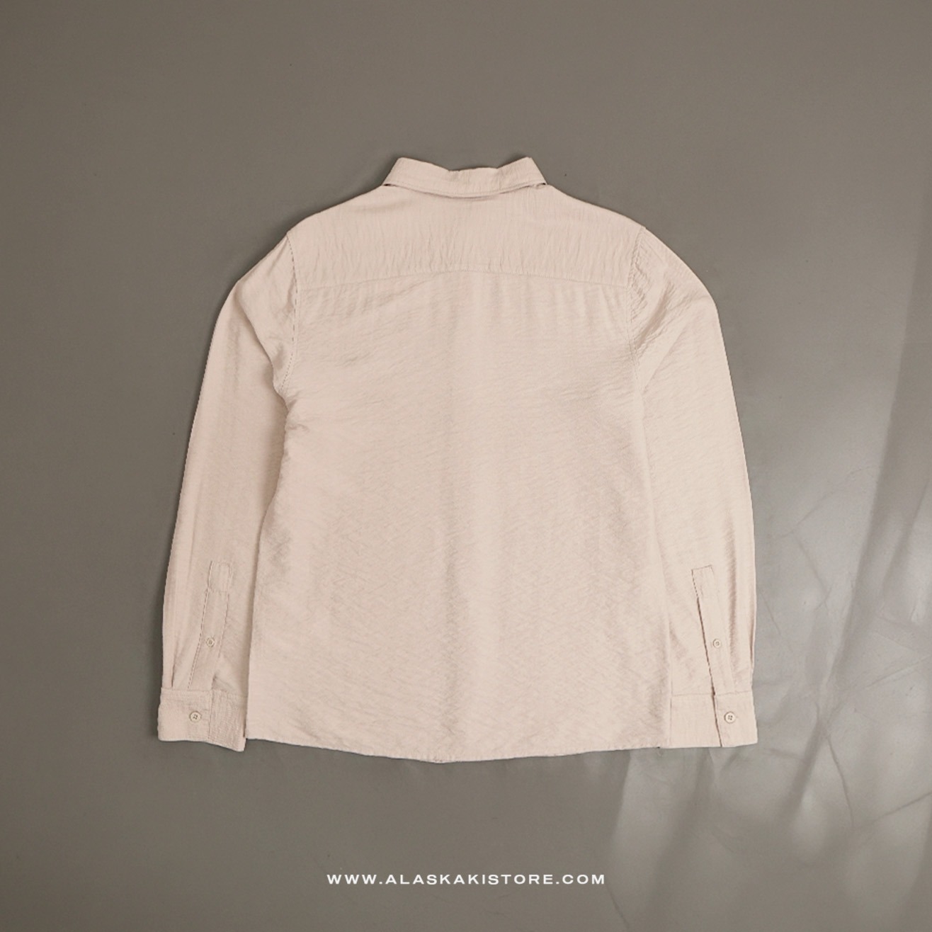 Crinkle Texture Long Sleeve Shirt Beige SH2032
