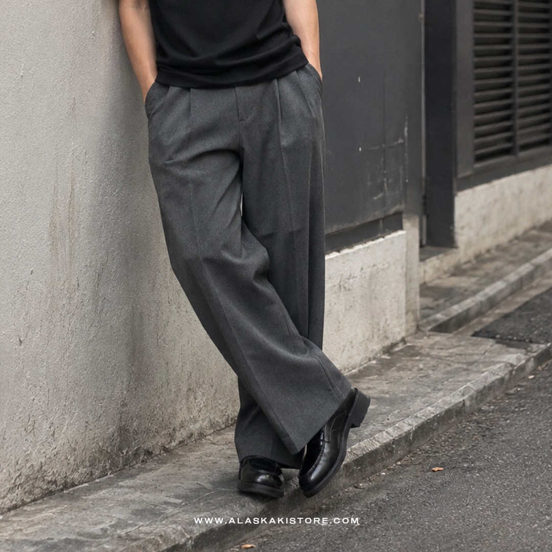 Wide Loose Pants Grey GU5035