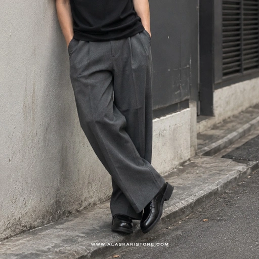 Wide Loose Pants Grey GU5035