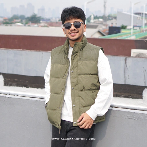 Image of Puffer Vest Jacket Olive GF1003
