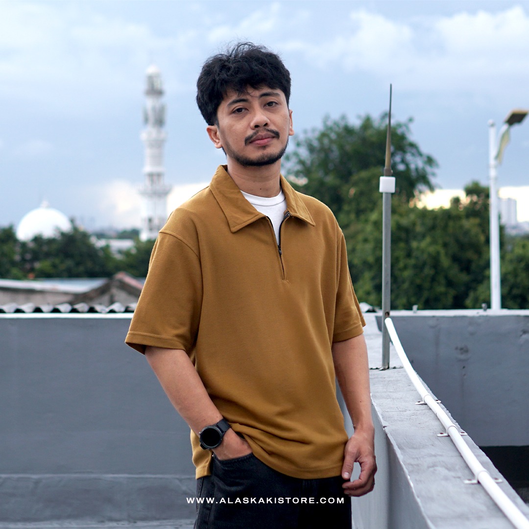 Half Zip Polo Shirt by Common Issue Brown Camel CI4040