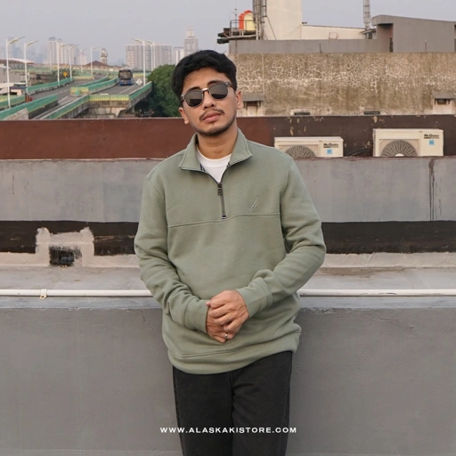 Image of Half Zip Sweatshirt Green NC1015