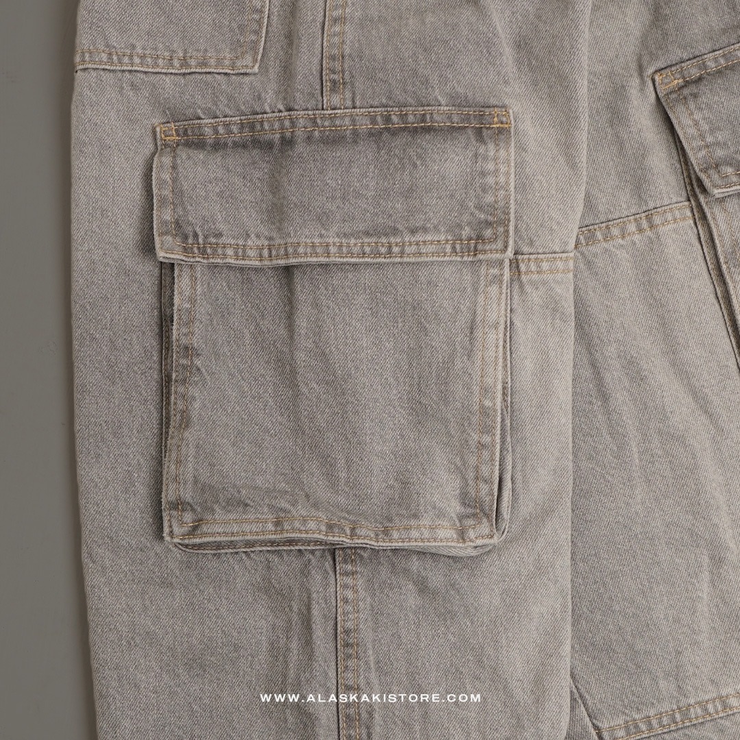 Loose Cargo Pants Light Grey BS5034