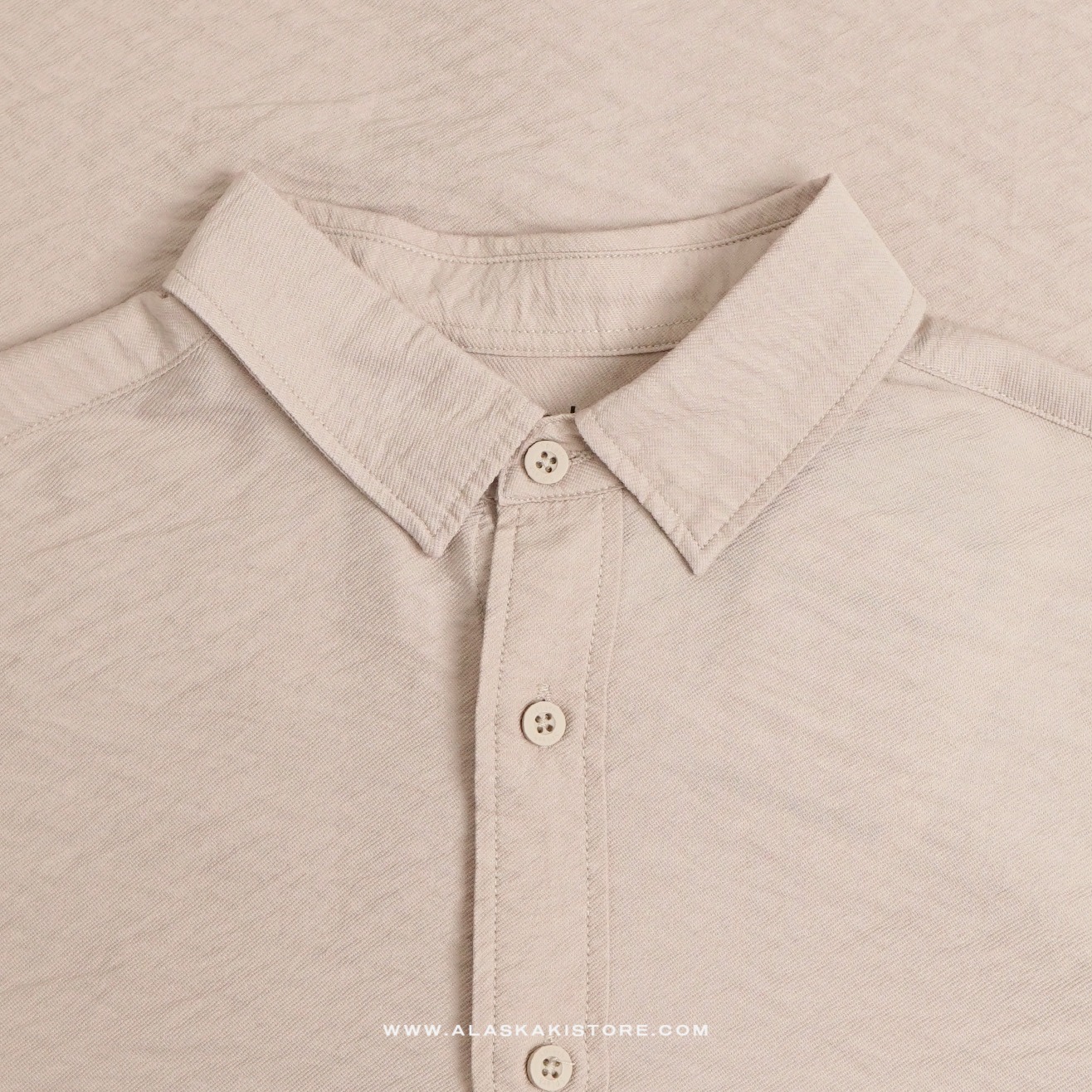 Crinkle Texture Long Sleeve Shirt Beige SH2032