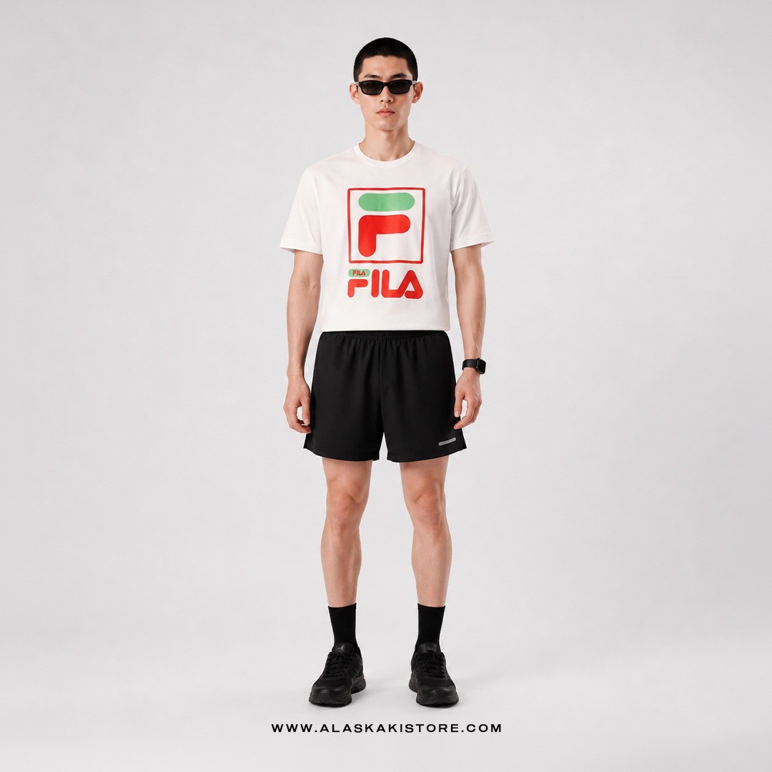 Quickdry Tshirt White Logo Red FL4017