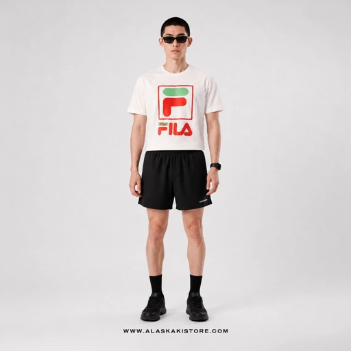 Quickdry Tshirt White Logo Red FL4017