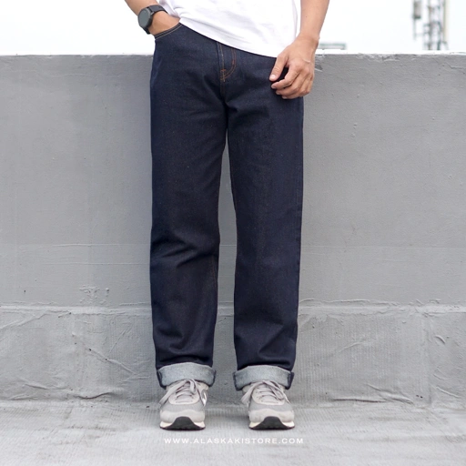 Image of Straight Fit Jeans Trousers Indigo Blue GU5017