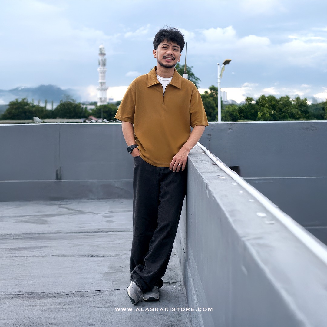 Half Zip Polo Shirt by Common Issue Brown Camel CI4040