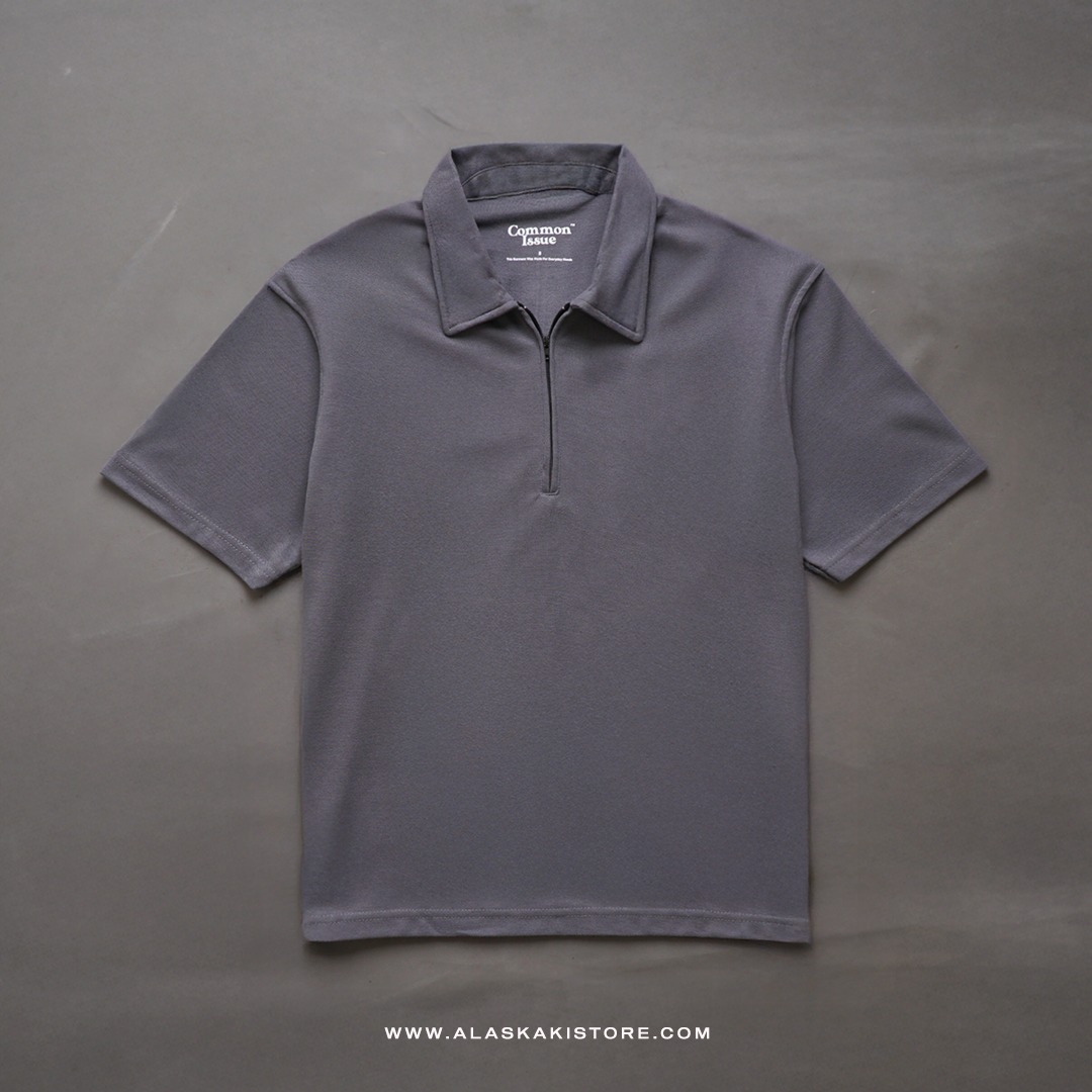 Half Zip Polo Shirt by Common Issue Grey CI4041