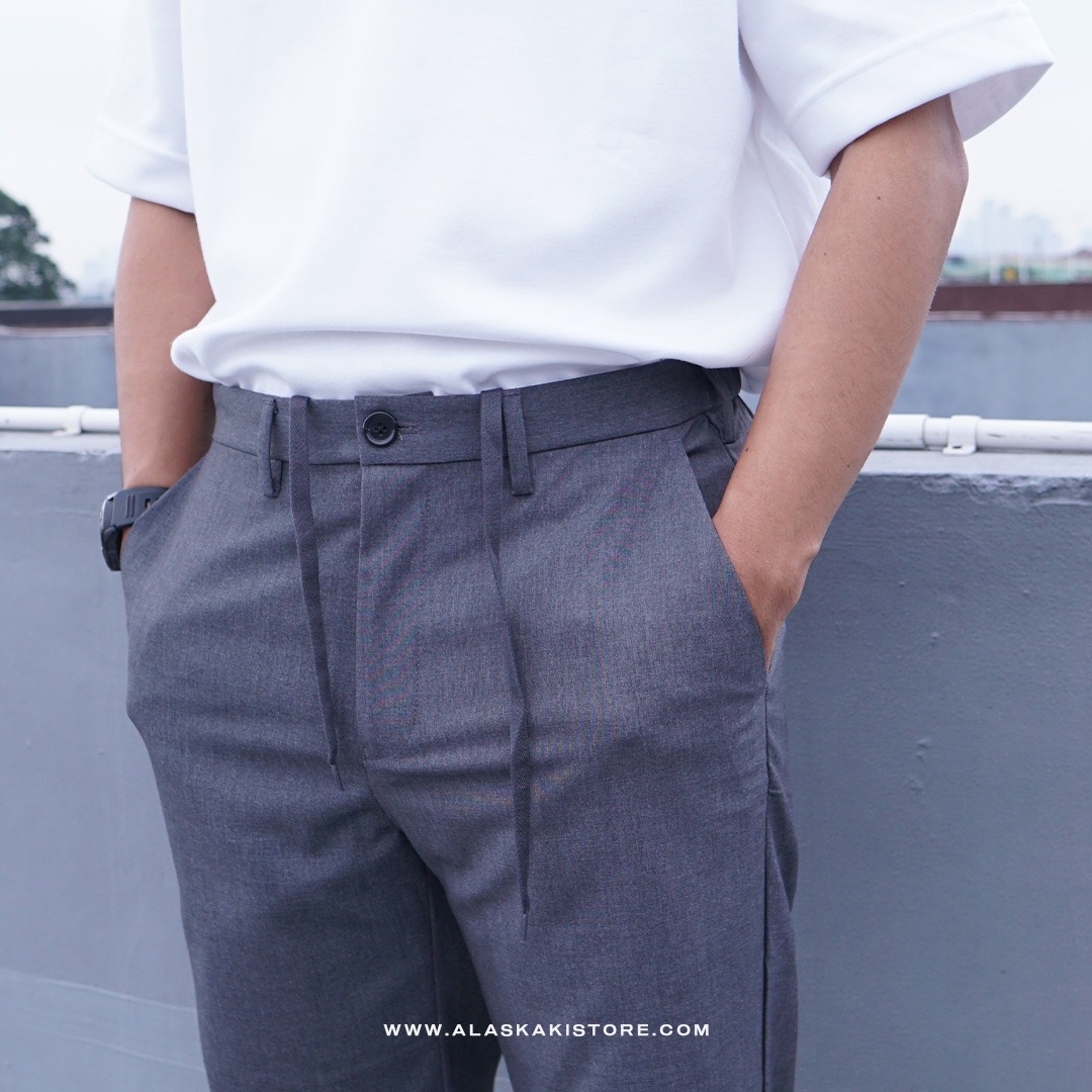 Stretch Easy Ankle Pants Dark Grey GU5030