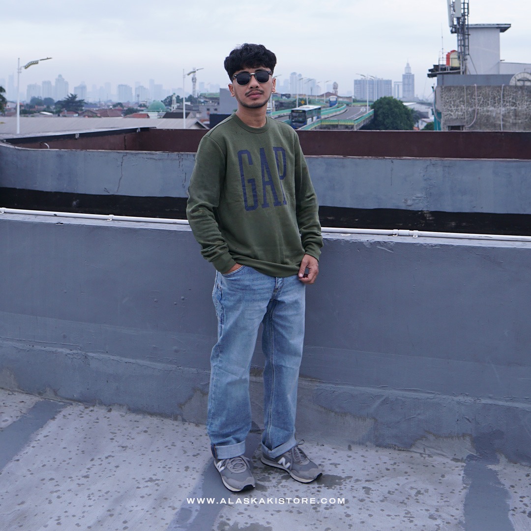 Printed Logo Crewneck Sweatshirt Olive GA7009