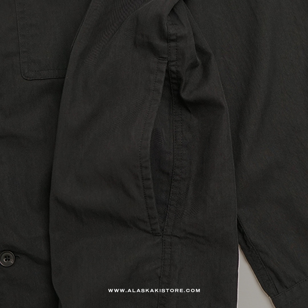 Collarless Long Sleeve Shirt Black GL2001