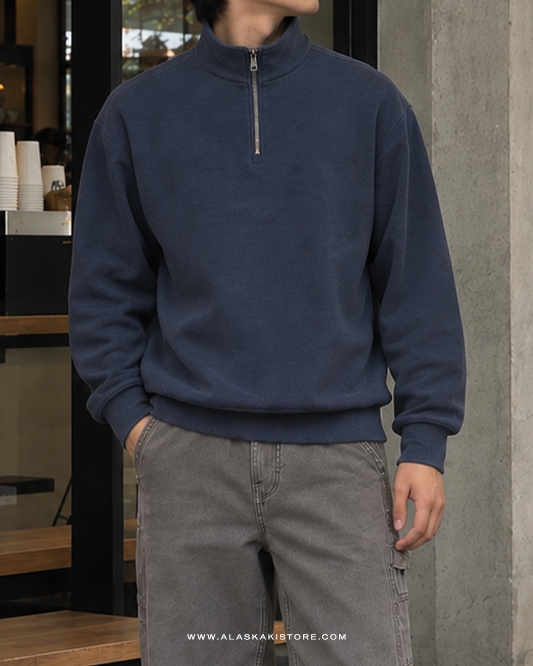 Half Zip Sweatshirt Navy BR7001