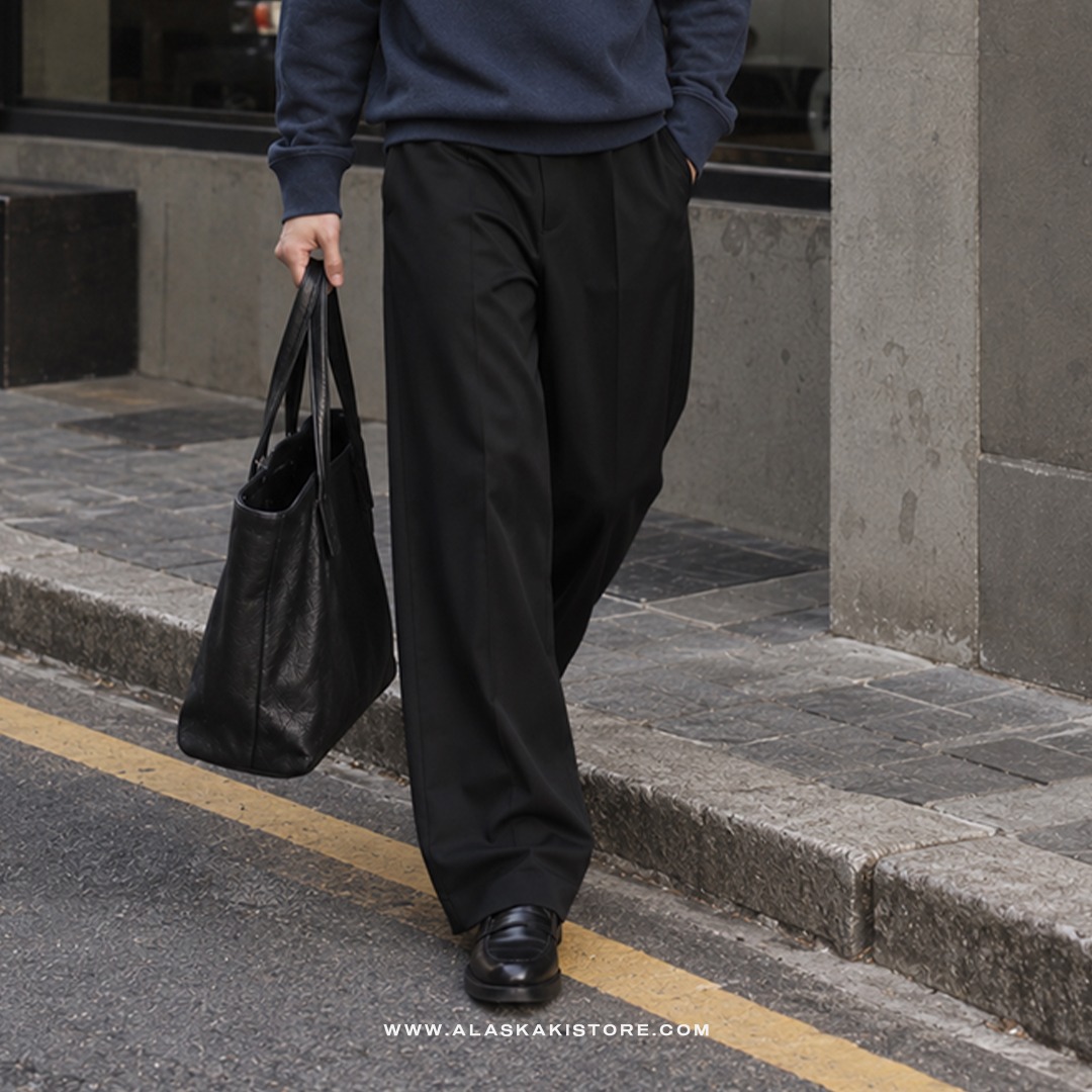 Wide Loose Pants Black GU5027