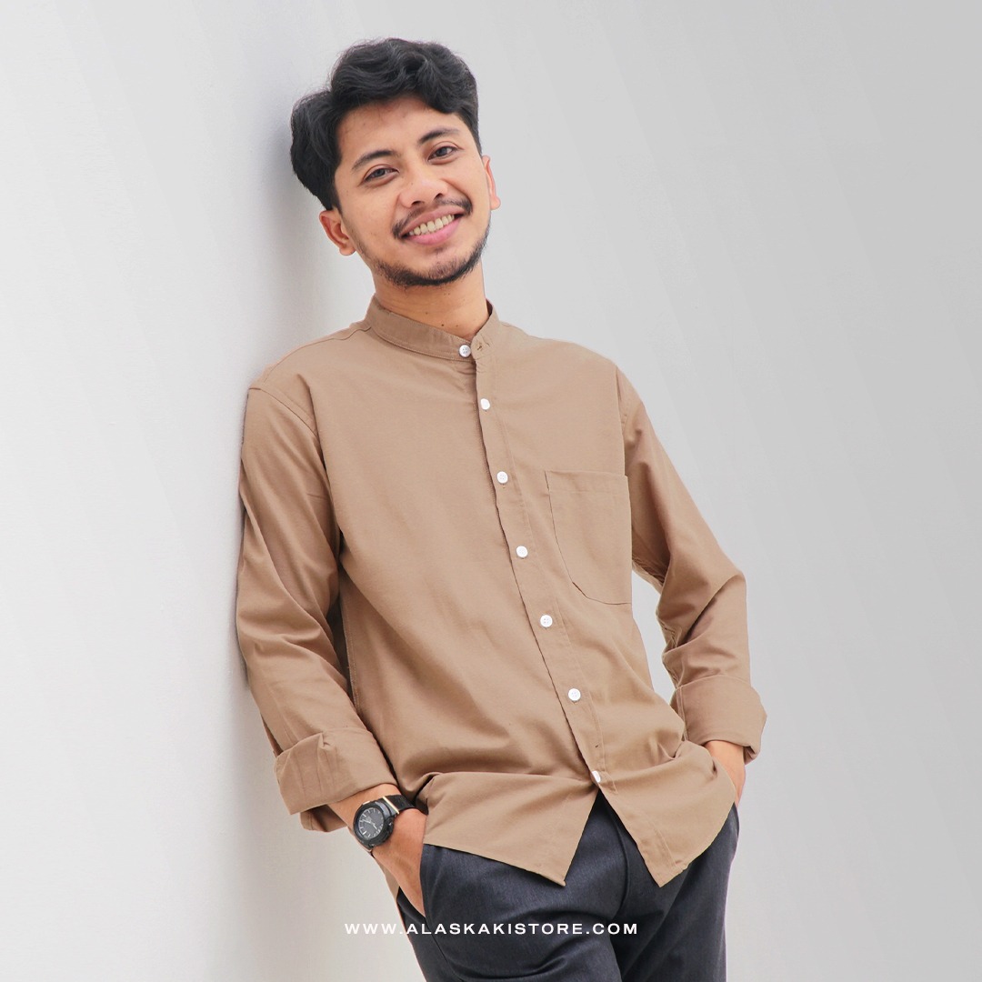 LONG SLEEVE MANDARIN COLLAR SHIRT AMSTERGLAM