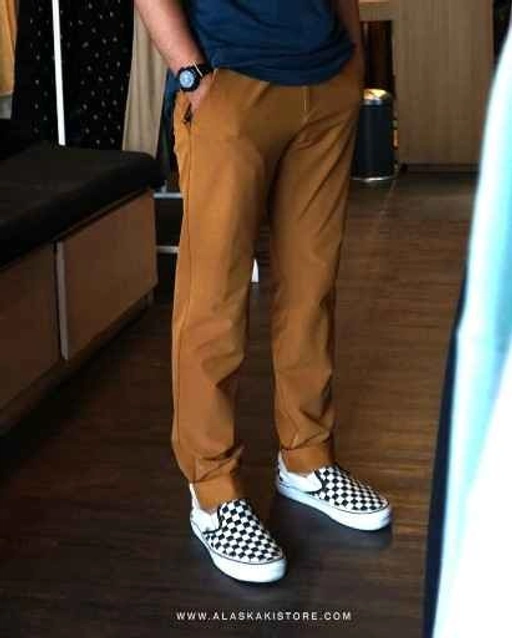 Image of Water Repellent Slim Chino Trousers Brown AI5001