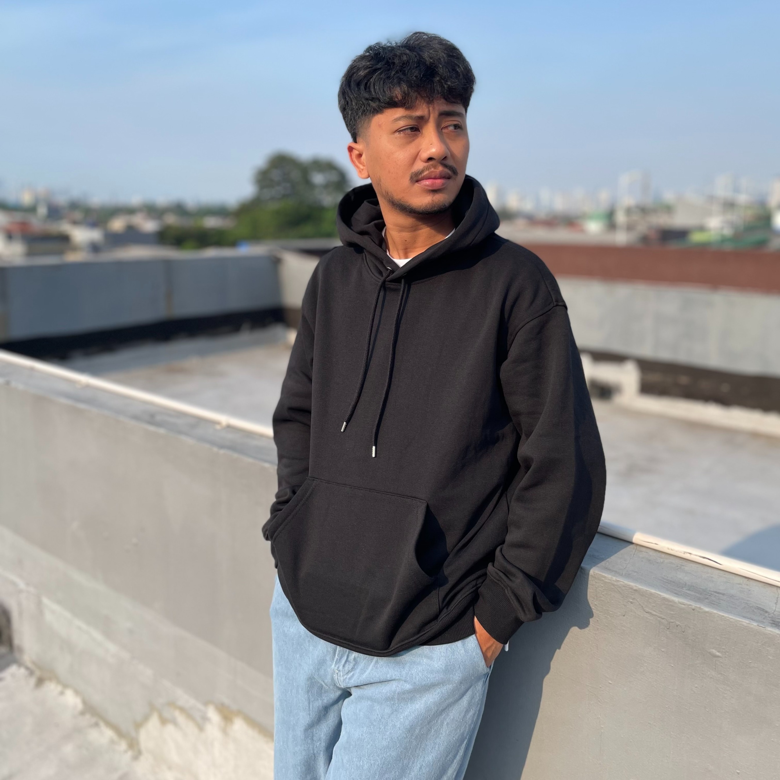 Loose Fit Pullover Hoodie Black HM1127