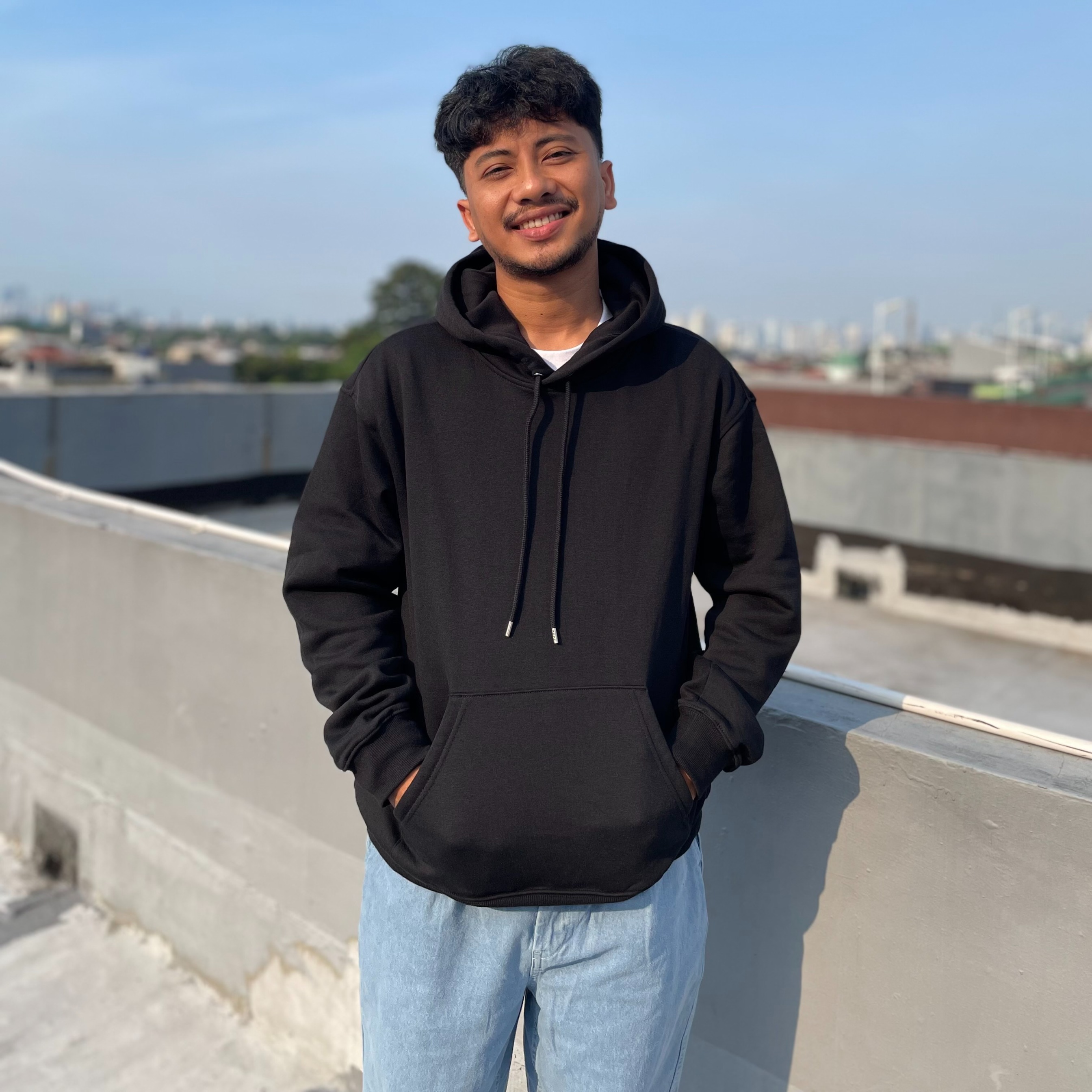 Loose Fit Pullover Hoodie Black HM1127