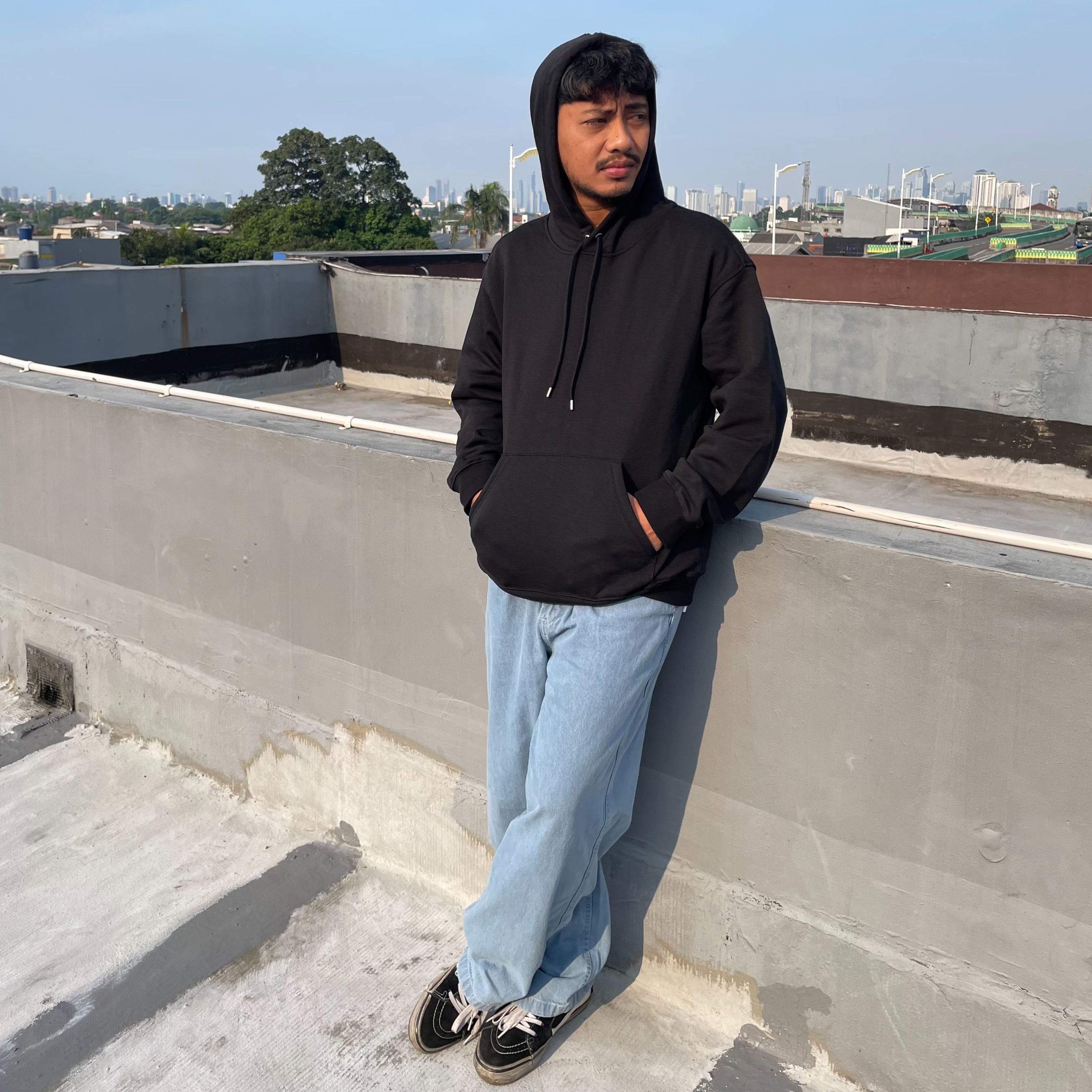 Loose Fit Pullover Hoodie Black HM1127