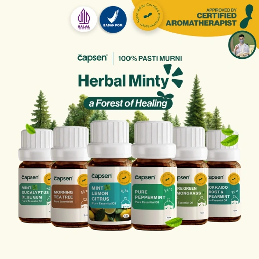 Image of CAPSEN 10ml Mint Herbal Woody Pure Essential Oil 100% Murni Aromatherapy