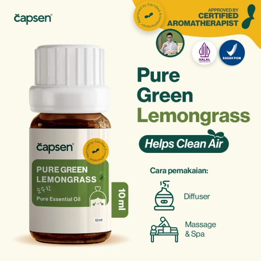 Image of CAPSEN 10ml Green Lemongrass Pure Essential Oil Aromatherapy Minyak Esensial