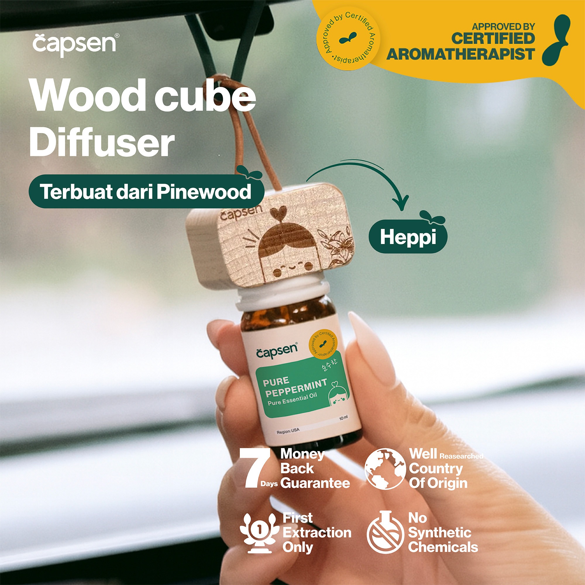 CAPSEN Heppi Cube Gantungan Essential Oil Aromatherapy Diffuser Minyak Esensial