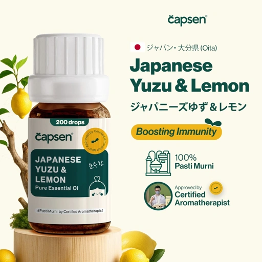 Image of CAPSEN 10ml Japanese Yuzu & Lemon Pure Essential Oil Aromatherapy Minyak Esensial