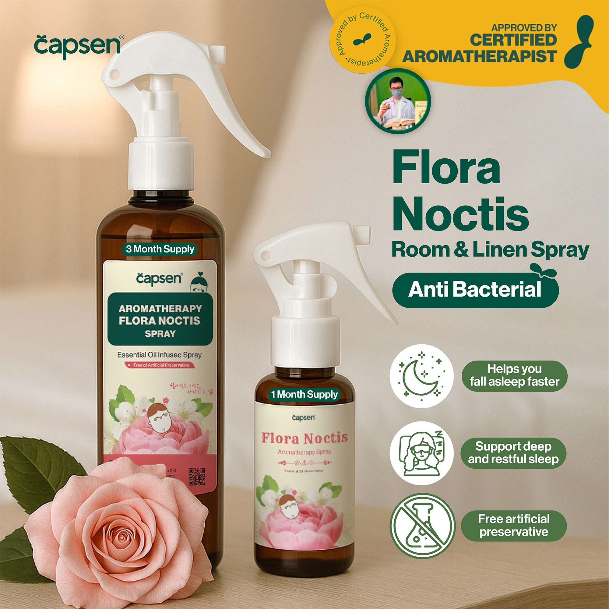 CAPSEN Flora Noctis and Room Spray Aromatherapy Anti Bacterial With Pure Essential Oil