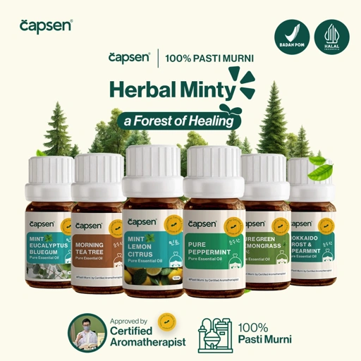 Image of CAPSEN 10ml Mint Herbal Woody Pure Essential Oil 100% Murni Aromatherapy