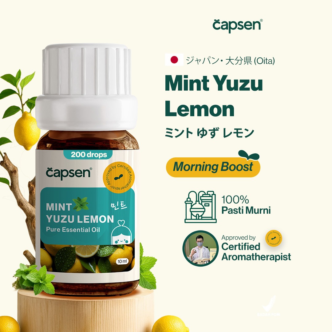 Capsen 10ml Mint Yuzu Lemon Pure Essential Oil Aromatherapy Minyak Esensial