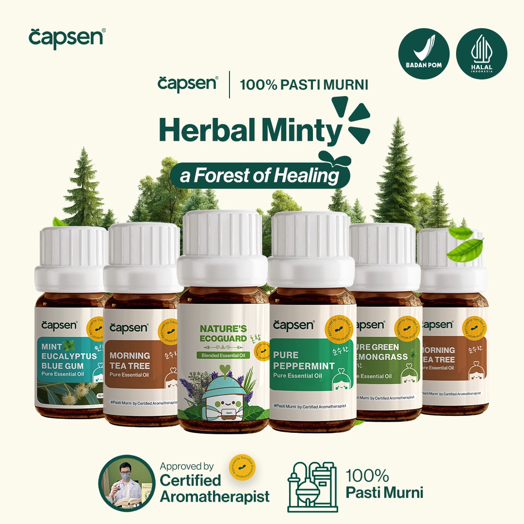 CAPSEN 10ml Mint Herbal Woody Pure Essential Oil 100% Murni Aromatherapy
