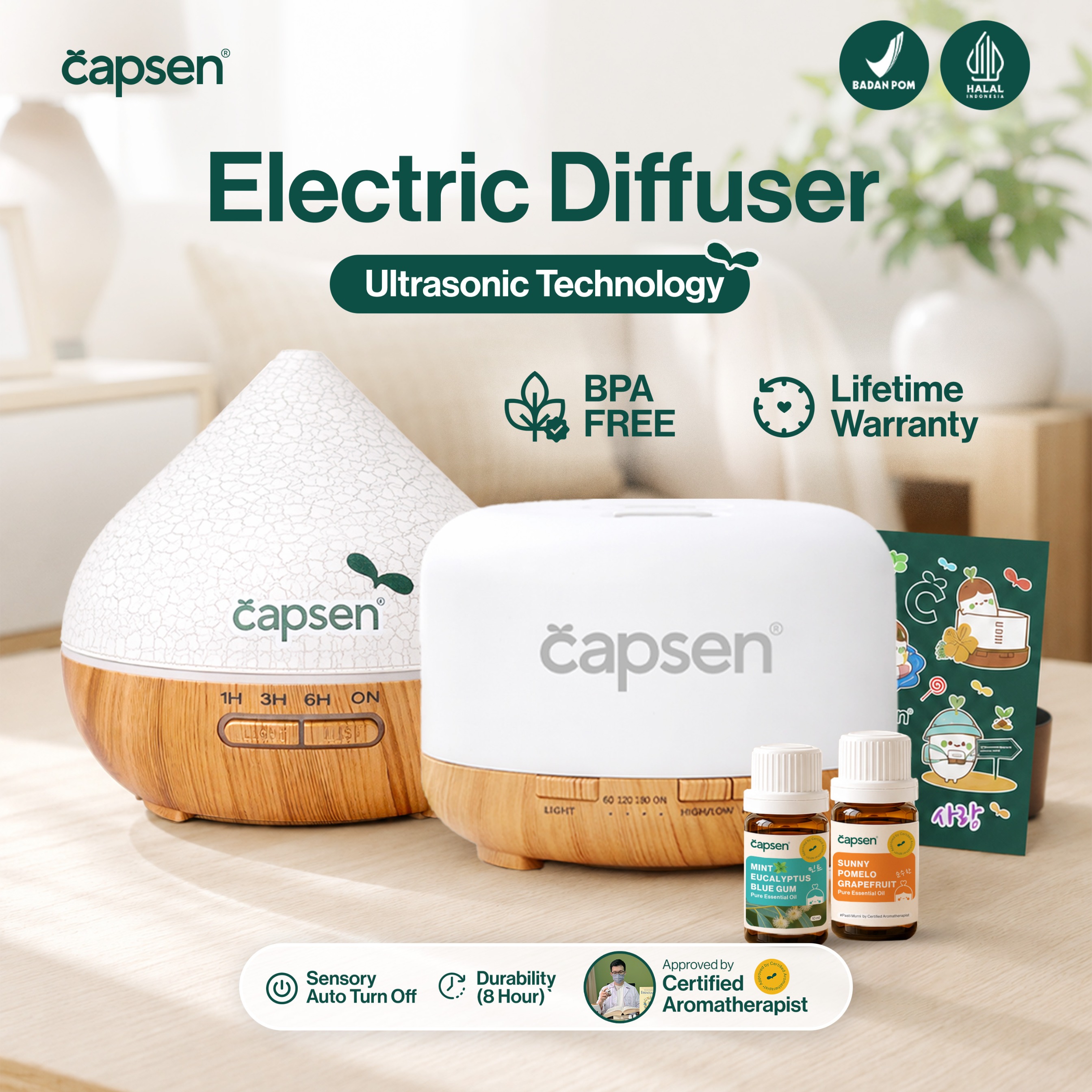 CAPSEN BEST SELLER Electric Diffuser Essential Oil Bundle Aromatherapy Humidifier