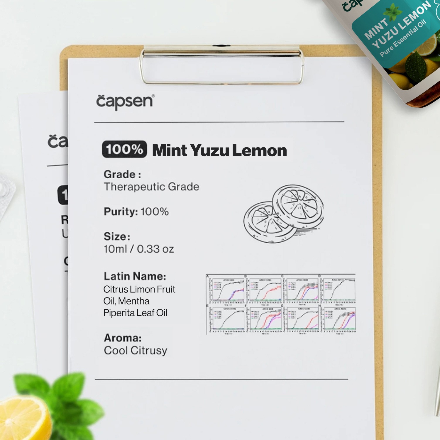 Capsen 10ml Mint Yuzu Lemon Pure Essential Oil Aromatherapy Minyak Esensial