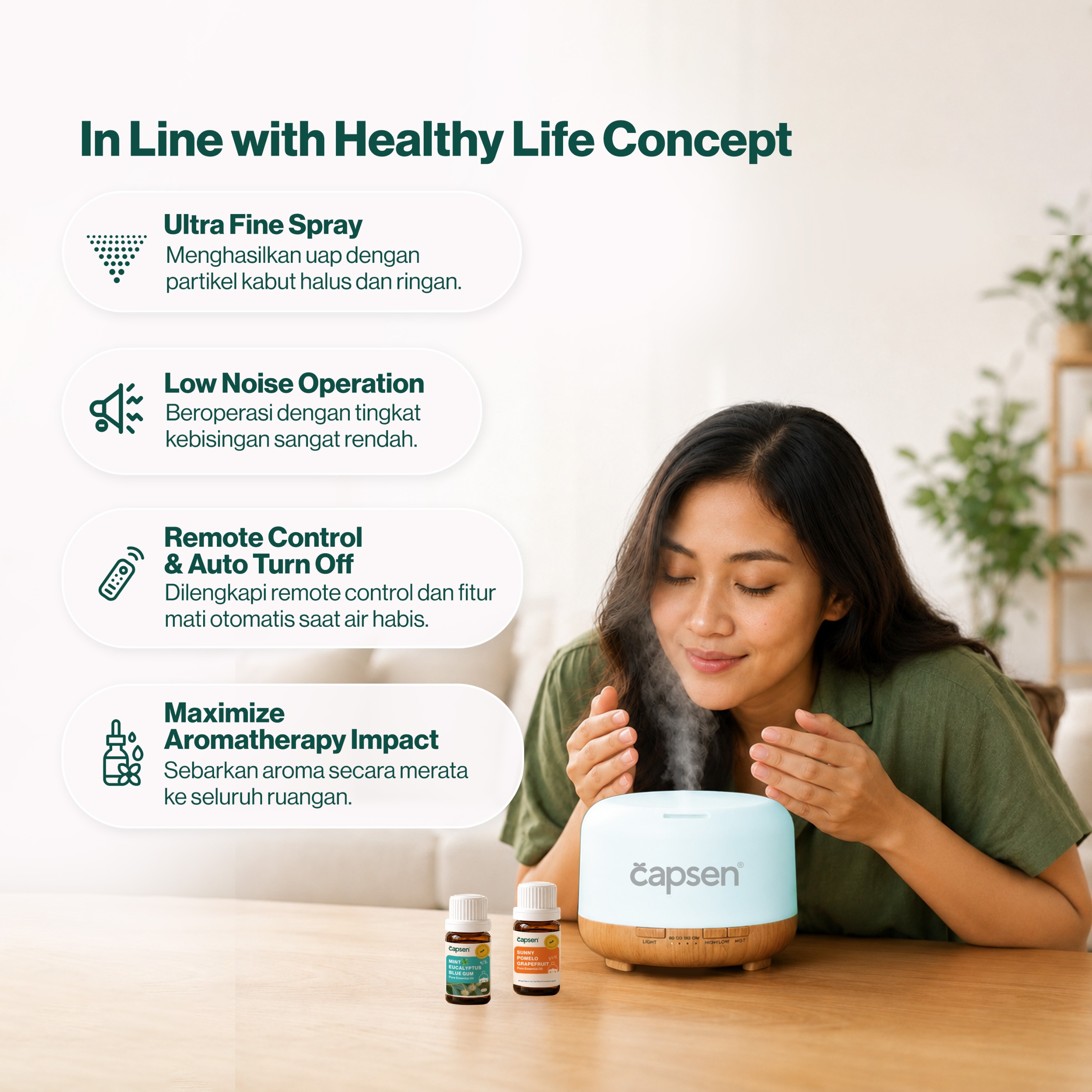 CAPSEN BEST SELLER Electric Diffuser Essential Oil Bundle Aromatherapy Humidifier