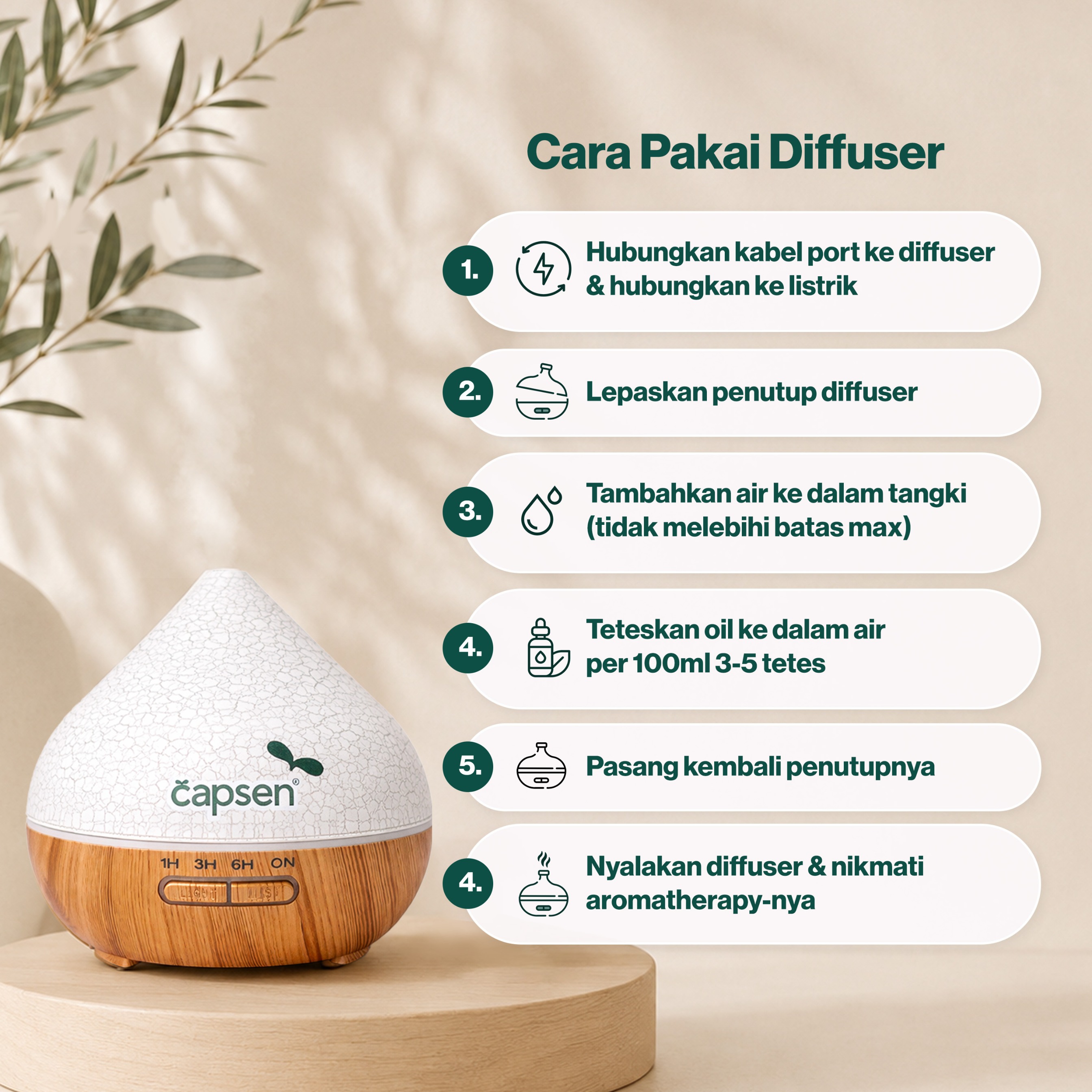 CAPSEN BEST SELLER Electric Diffuser Essential Oil Bundle Aromatherapy Humidifier