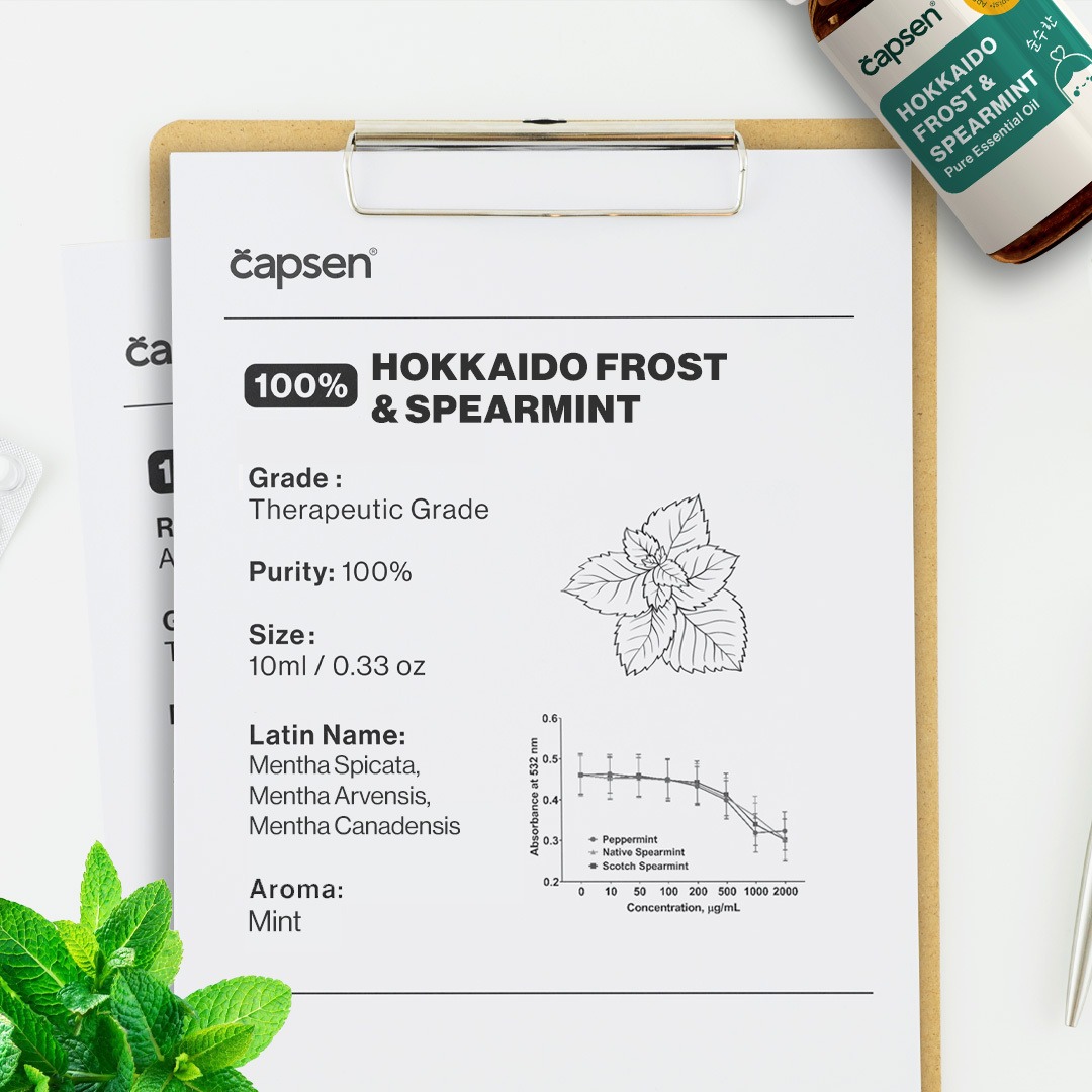 CAPSEN 10ml Hokkaido Frost & Spearmint Pure Essential Oil Aromatherapy Minyak Esensial