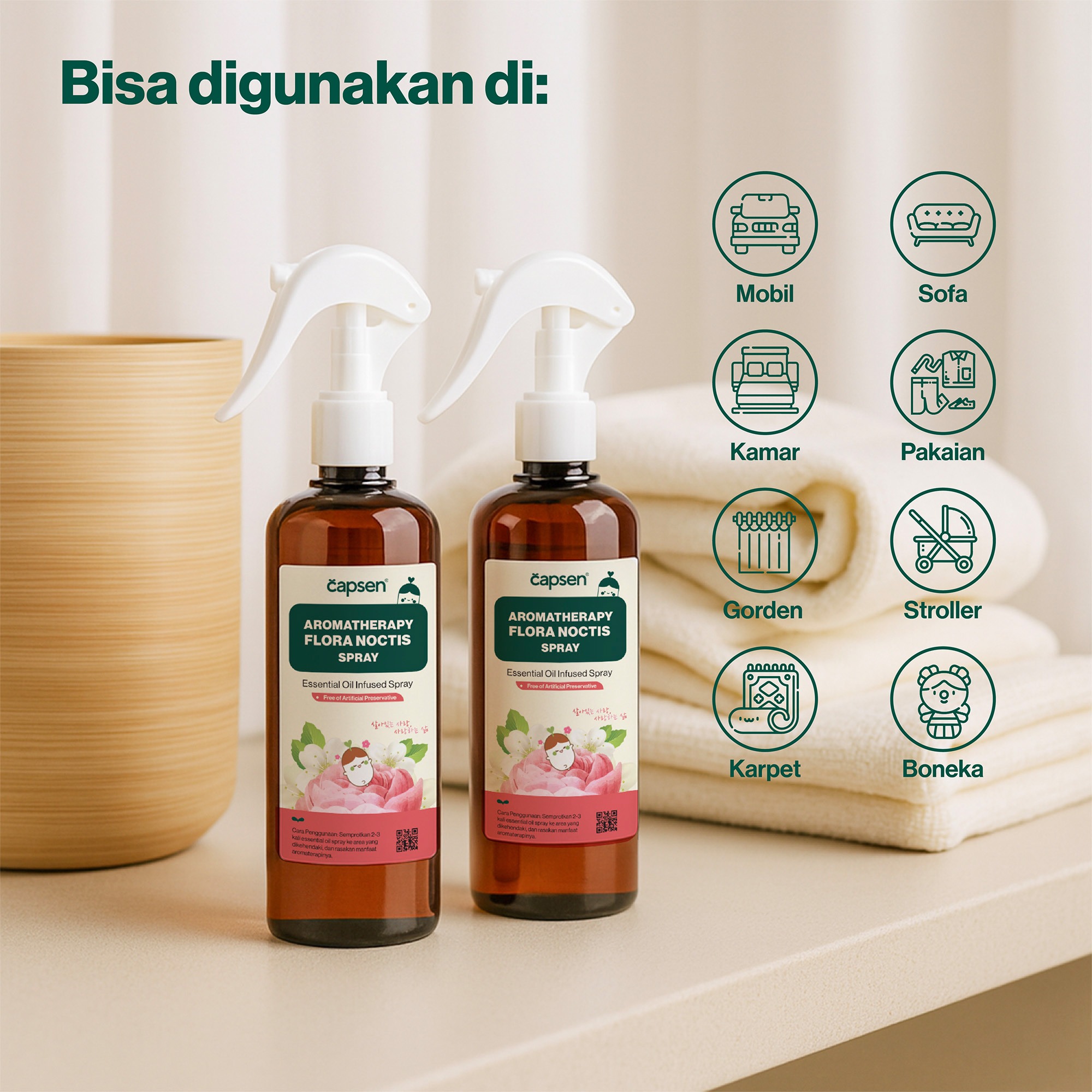 CAPSEN Flora Noctis and Room Spray Aromatherapy Anti Bacterial With Pure Essential Oil