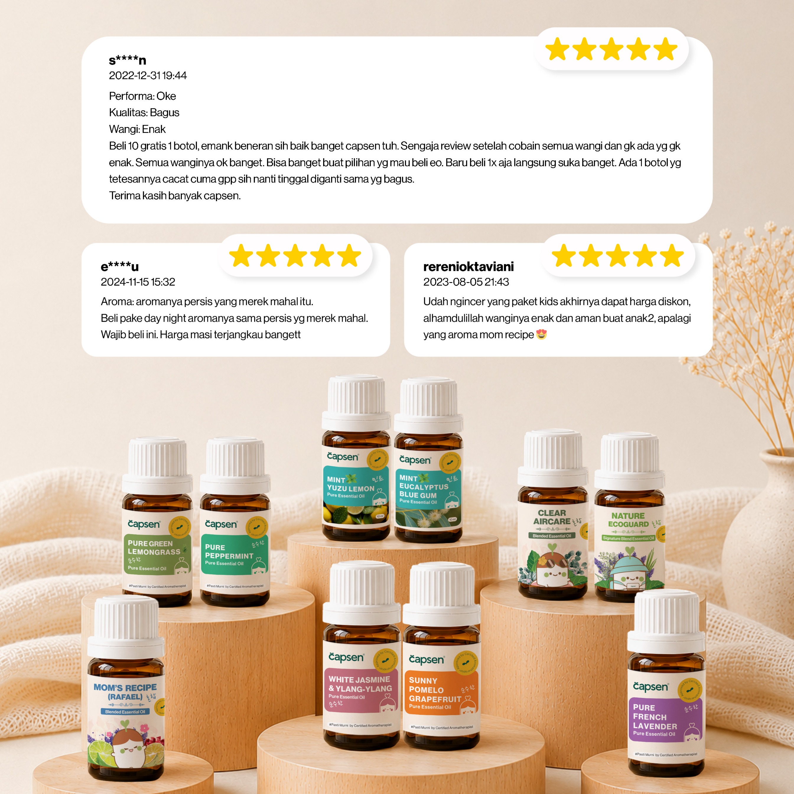 CAPSEN 10ml Starter Package OIL ONLY Pure Essential Oil Aromatherapy
