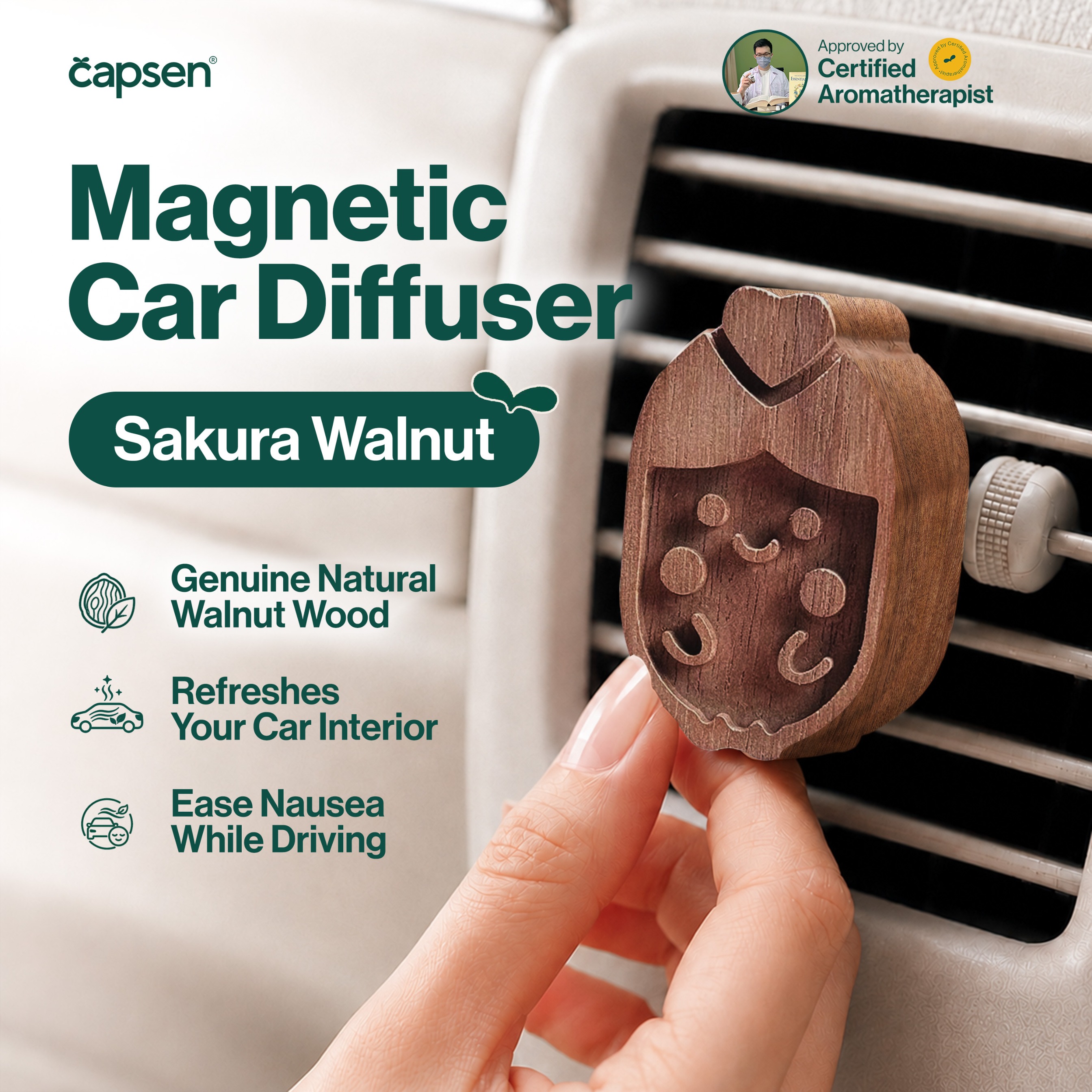 CAPSEN Car Diffuser Sakura Walnut Pengharum Mobil Aromatherapy Essential Oil