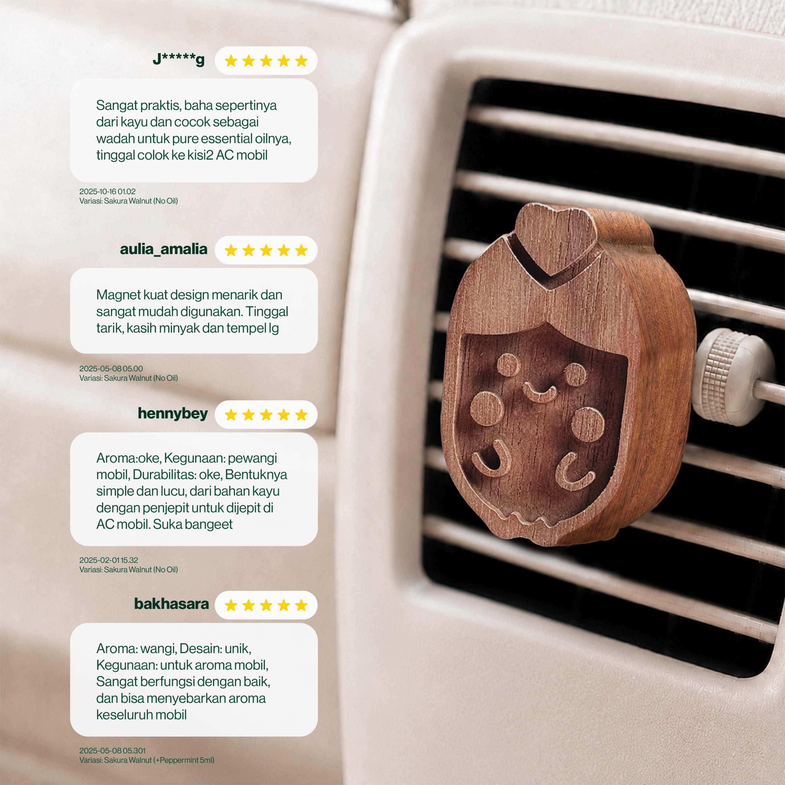 CAPSEN Car Diffuser Sakura Walnut Pengharum Mobil Aromatherapy Essential Oil