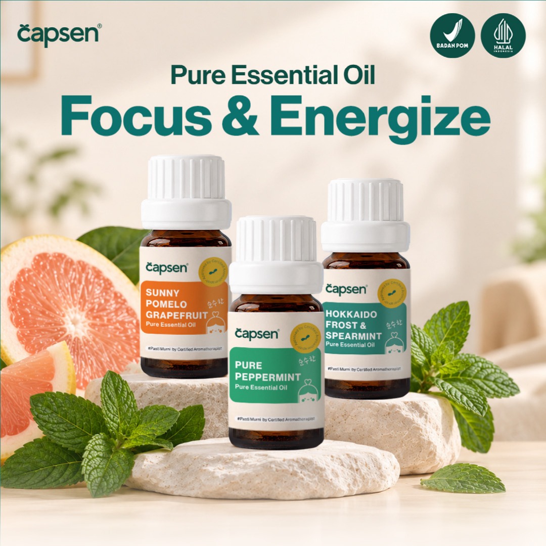 CAPSEN Focus & Energize Pure Essential Oil 100% Murni Aromatherapy