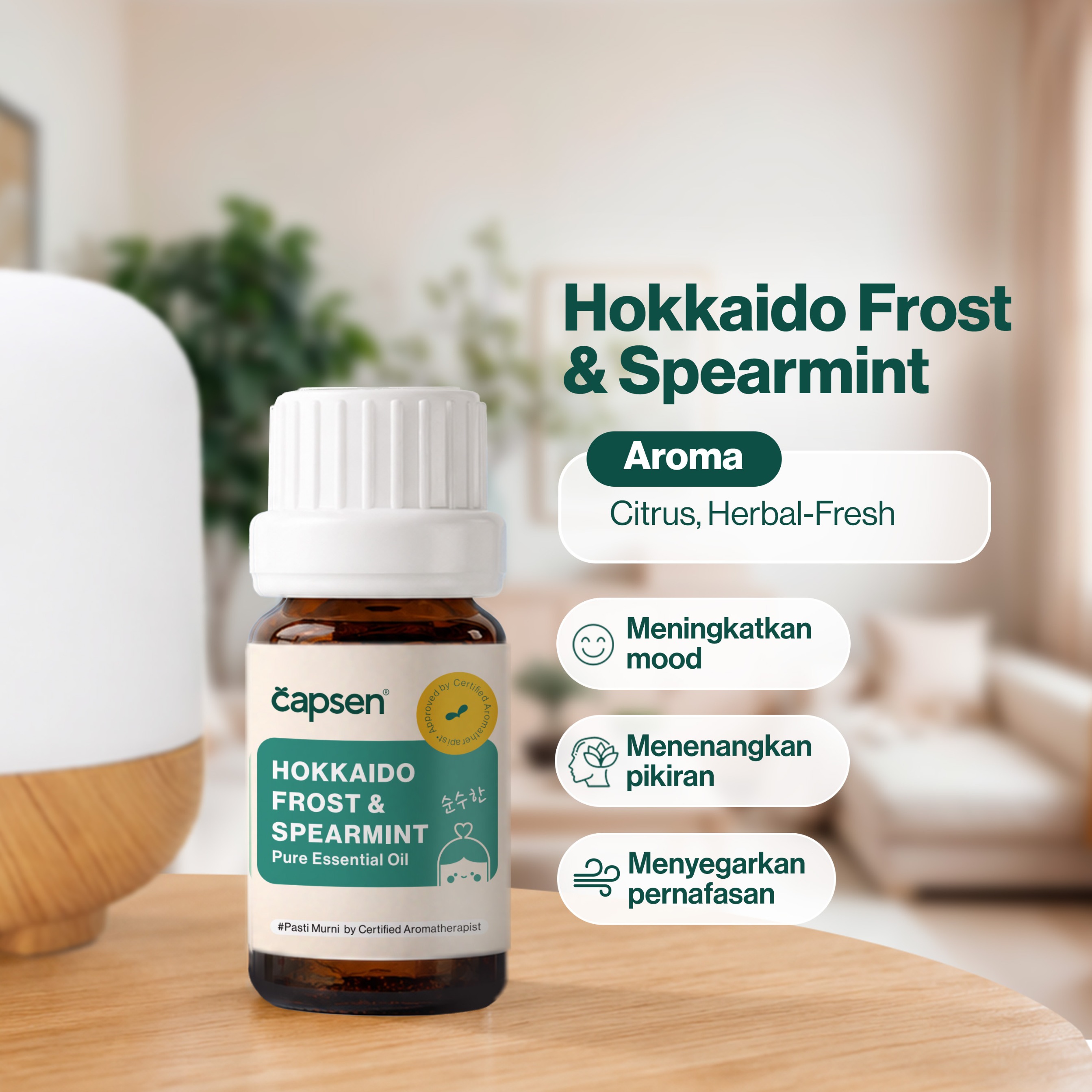 CAPSEN Focus & Energize Pure Essential Oil 100% Murni Aromatherapy