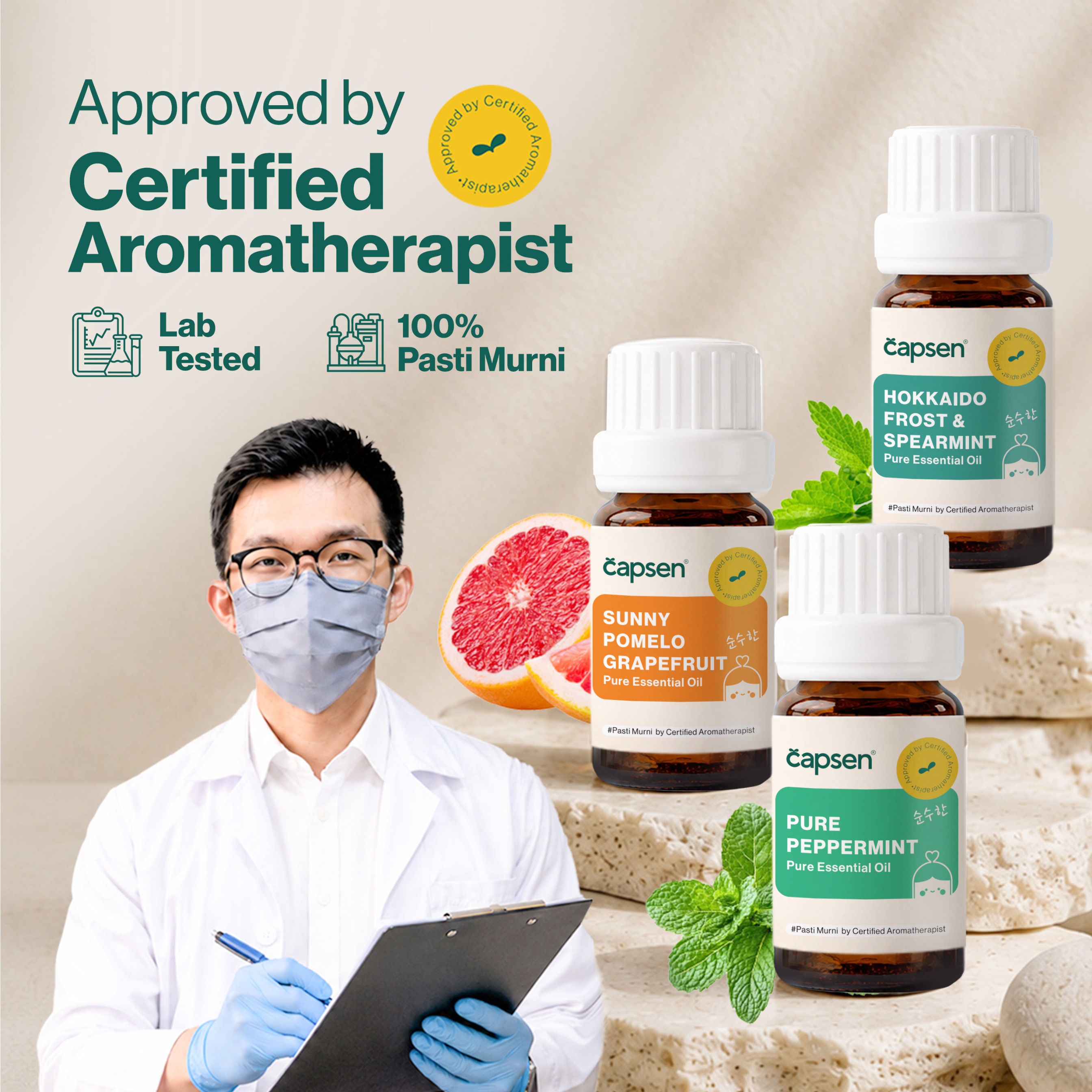 CAPSEN Focus & Energize Pure Essential Oil 100% Murni Aromatherapy