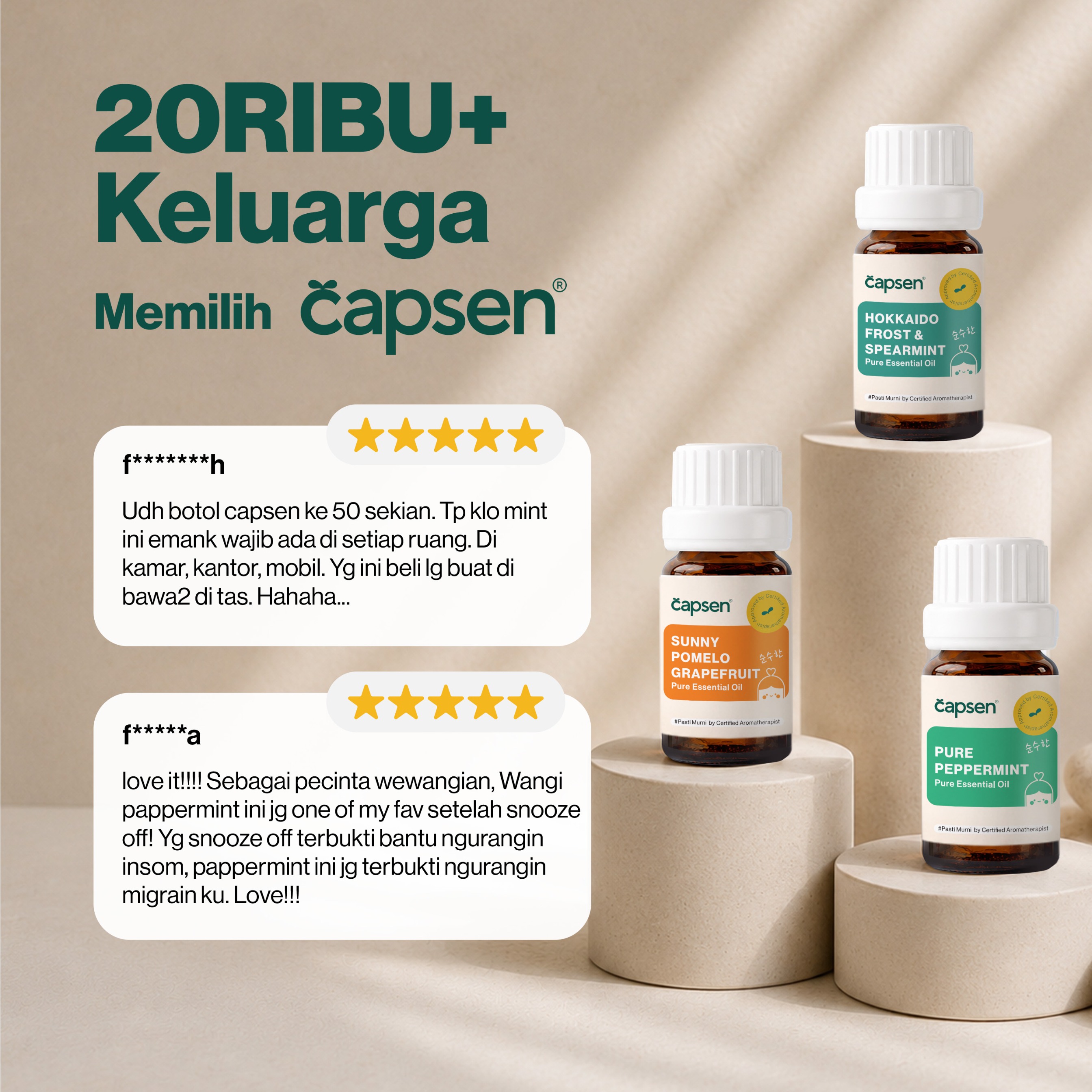 CAPSEN Focus & Energize Pure Essential Oil 100% Murni Aromatherapy