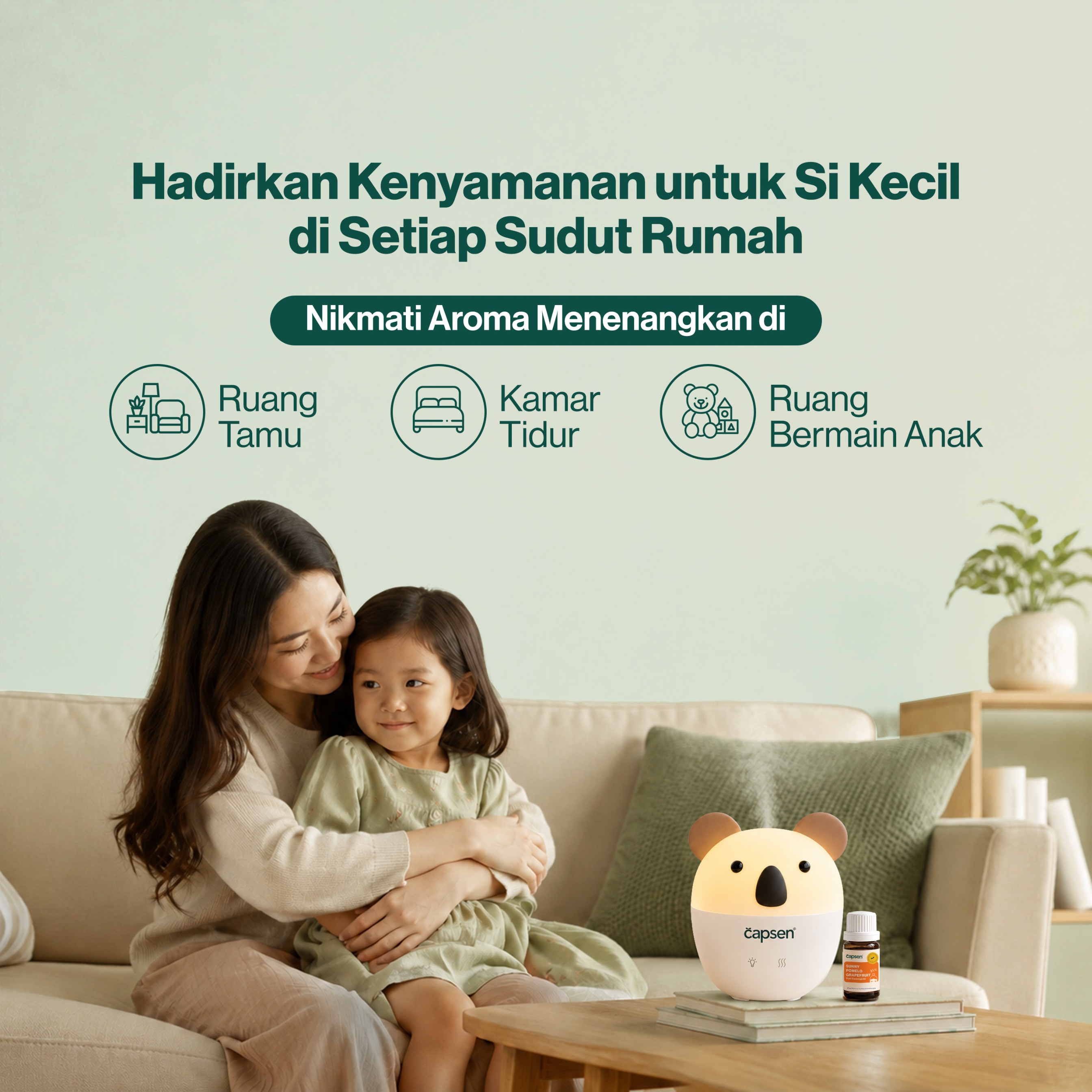 CAPSEN Kids Diffuser USB Essential Oil Kids Protection Aromatherapy Humidifier