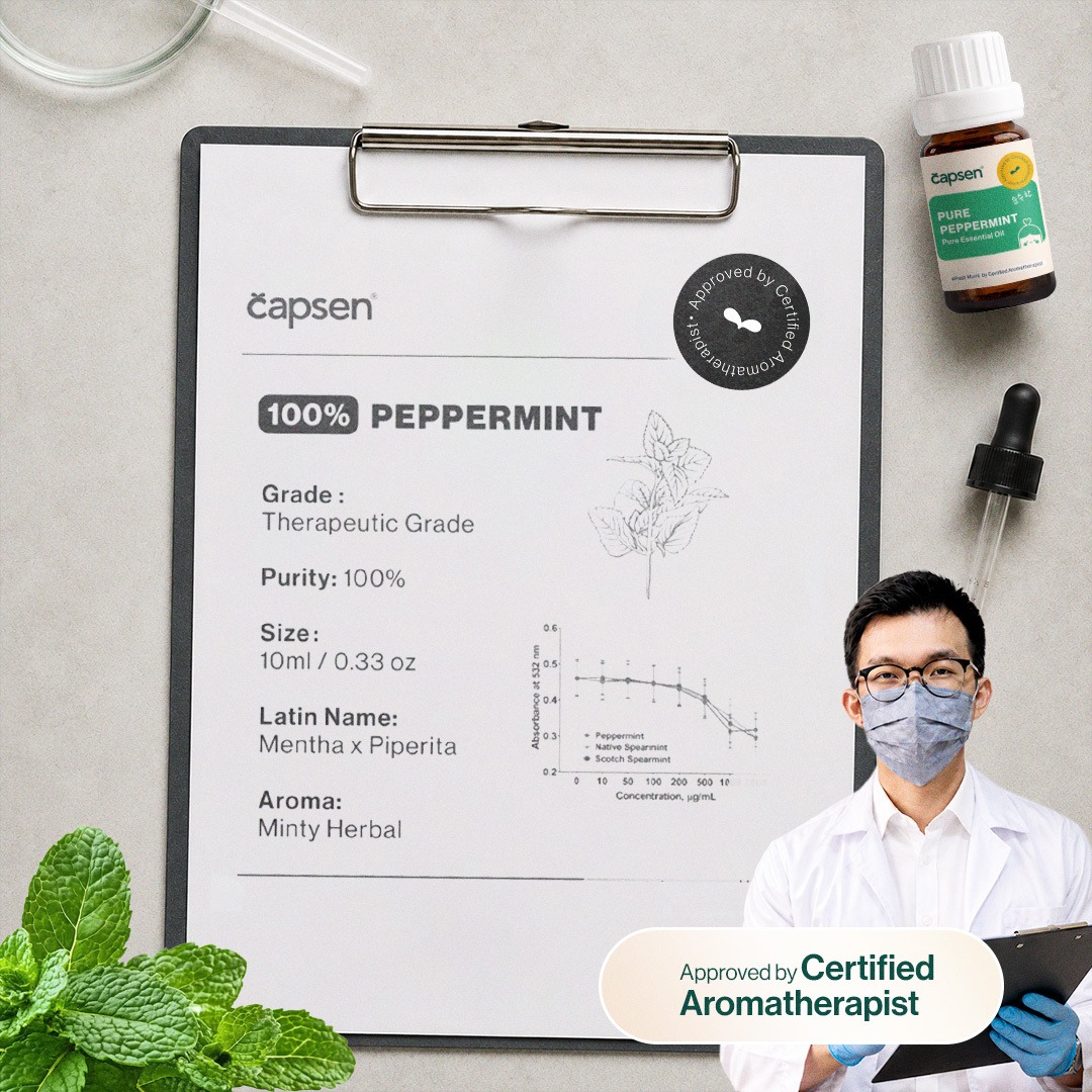 CAPSEN Pure Peppermint Essential Oil Aromatherapy Minyak Esensial